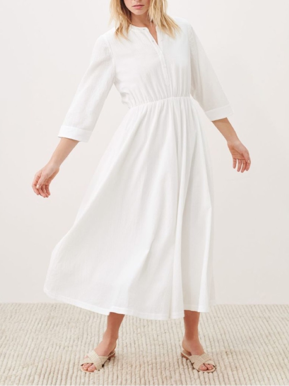 Jenni Kayne Seersucker Shirt Dress Ivory XS NWOT